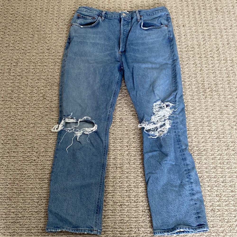 AGOLDE Riley Distressed High Rise Jeans, Size 31 - Picture 3 of 6